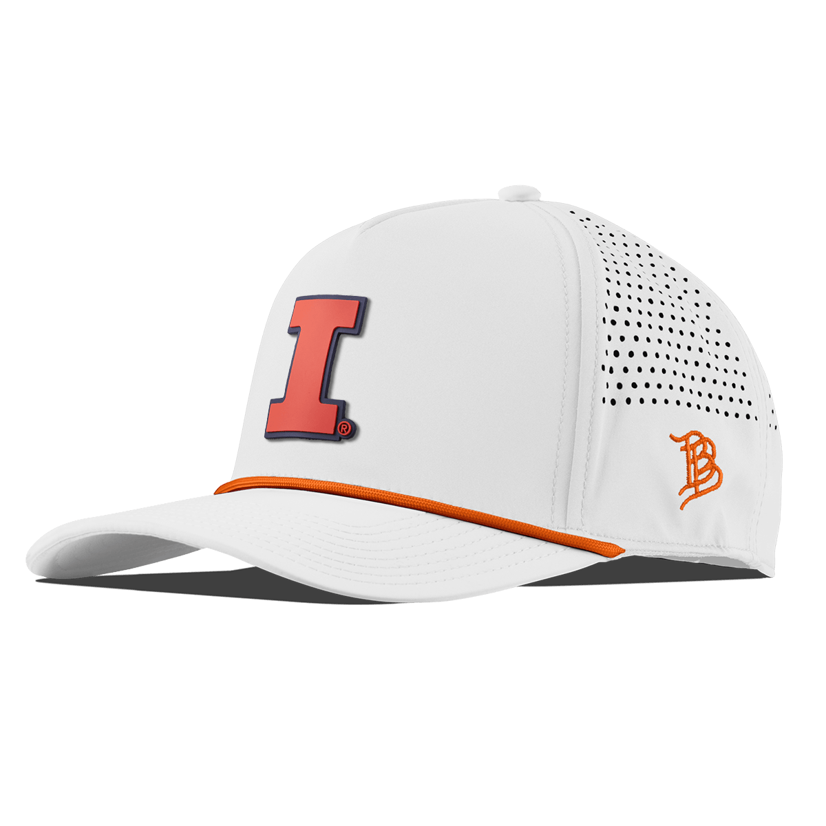 University of Illinois "Fighting Illini Orange" Curved 5 Panel Rope White + Tangerine Rope