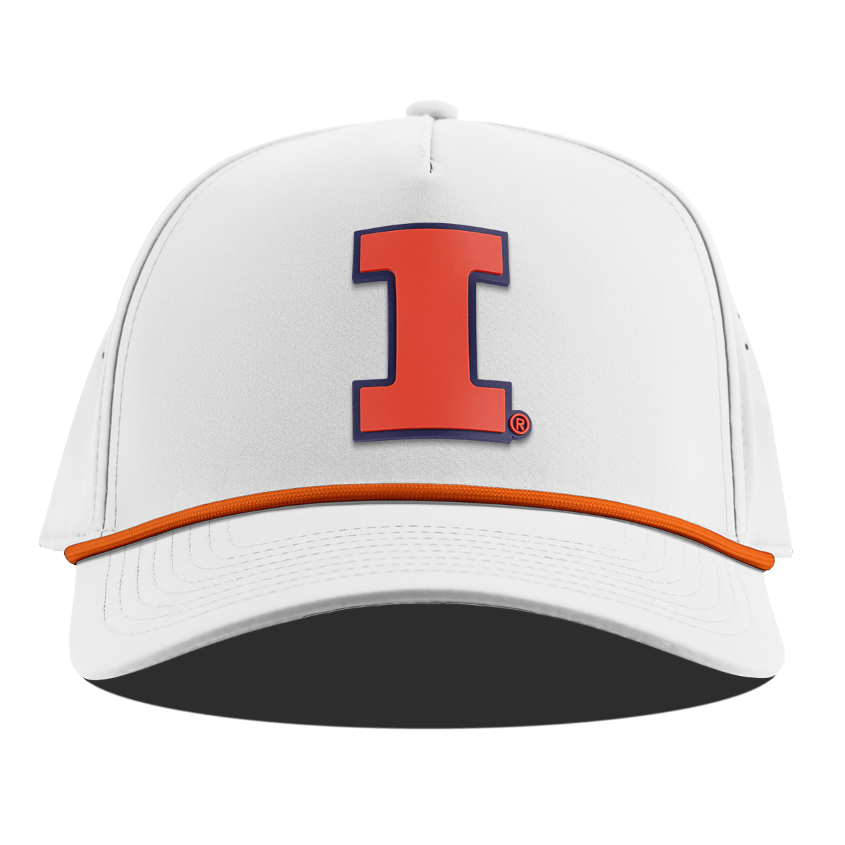 University of Illinois "Fighting Illini Orange" Curved 5 Panel Rope White + Tangerine Rope