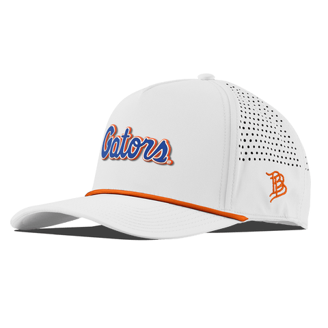 University of Florida "Gator Script" Curved 5 Panel Rope White + Tangerine Rope