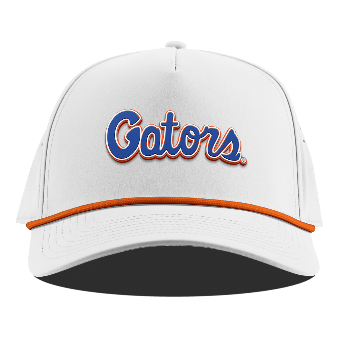 University of Florida "Gator Script" Curved 5 Panel Rope White + Tangerine Rope