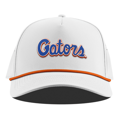 University of Florida "Gator Script" Curved 5 Panel Rope White + Tangerine Rope