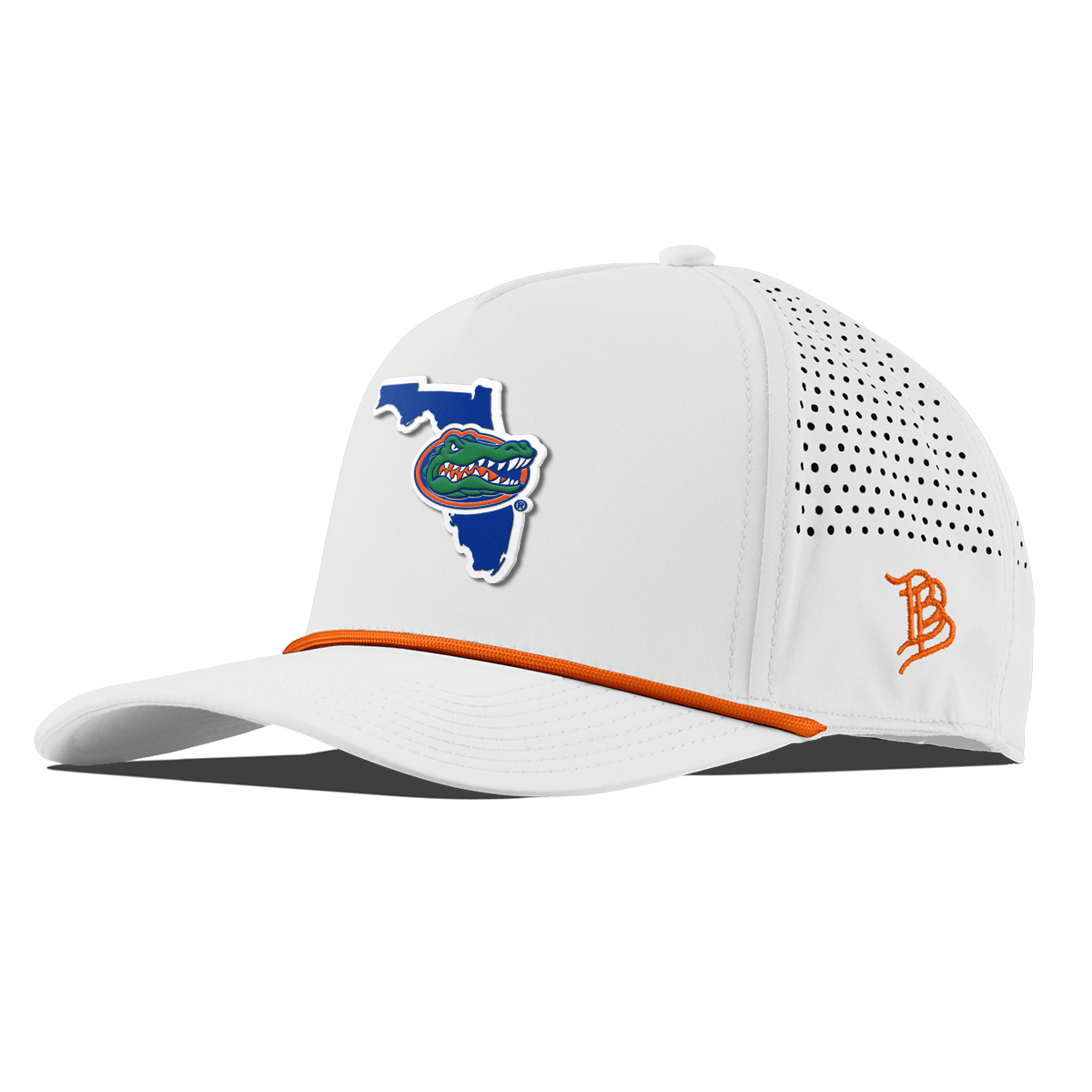 University of Florida "Gator State" Curved 5 Panel Rope White + Tangerine Rope