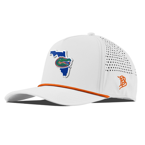 University of Florida "Gator State" Curved 5 Panel Rope White + Tangerine Rope