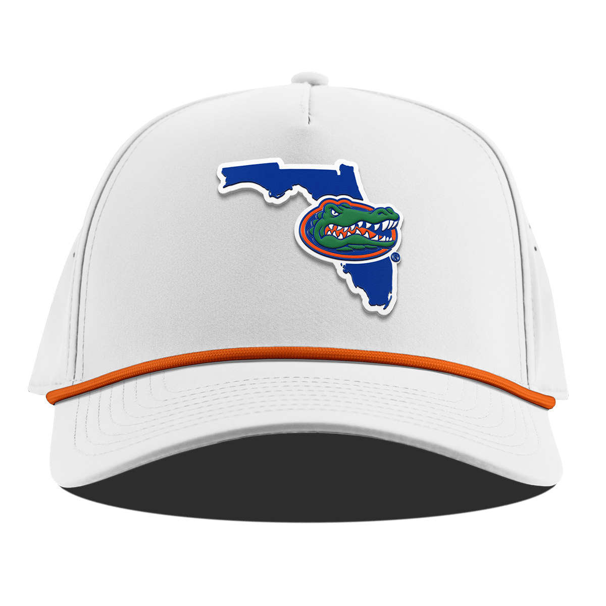 University of Florida "Gator State" Curved 5 Panel Rope White + Tangerine Rope