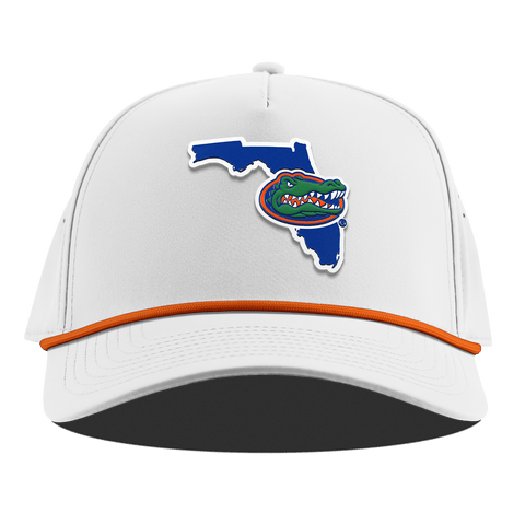 University of Florida "Gator State" Curved 5 Panel Rope White + Tangerine Rope