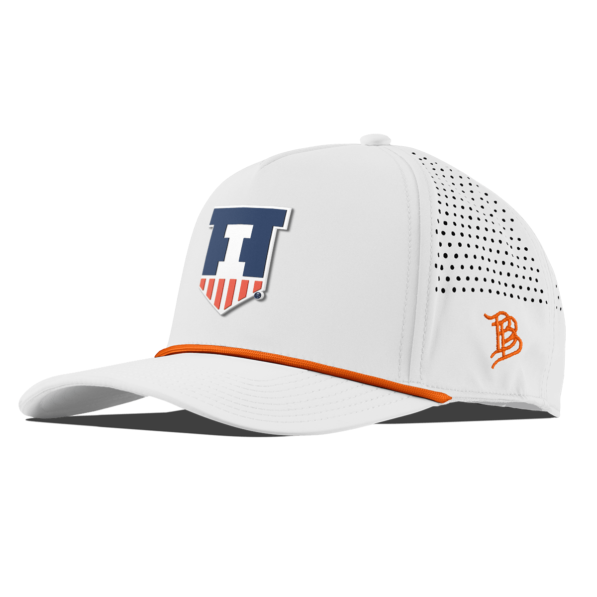 University of Illinois "Illinois Athletics" Curved 5 Panel Rope White + Tangerine Rope