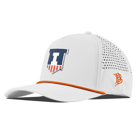 University of Illinois "Illinois Athletics" Curved 5 Panel Rope White + Tangerine Rope