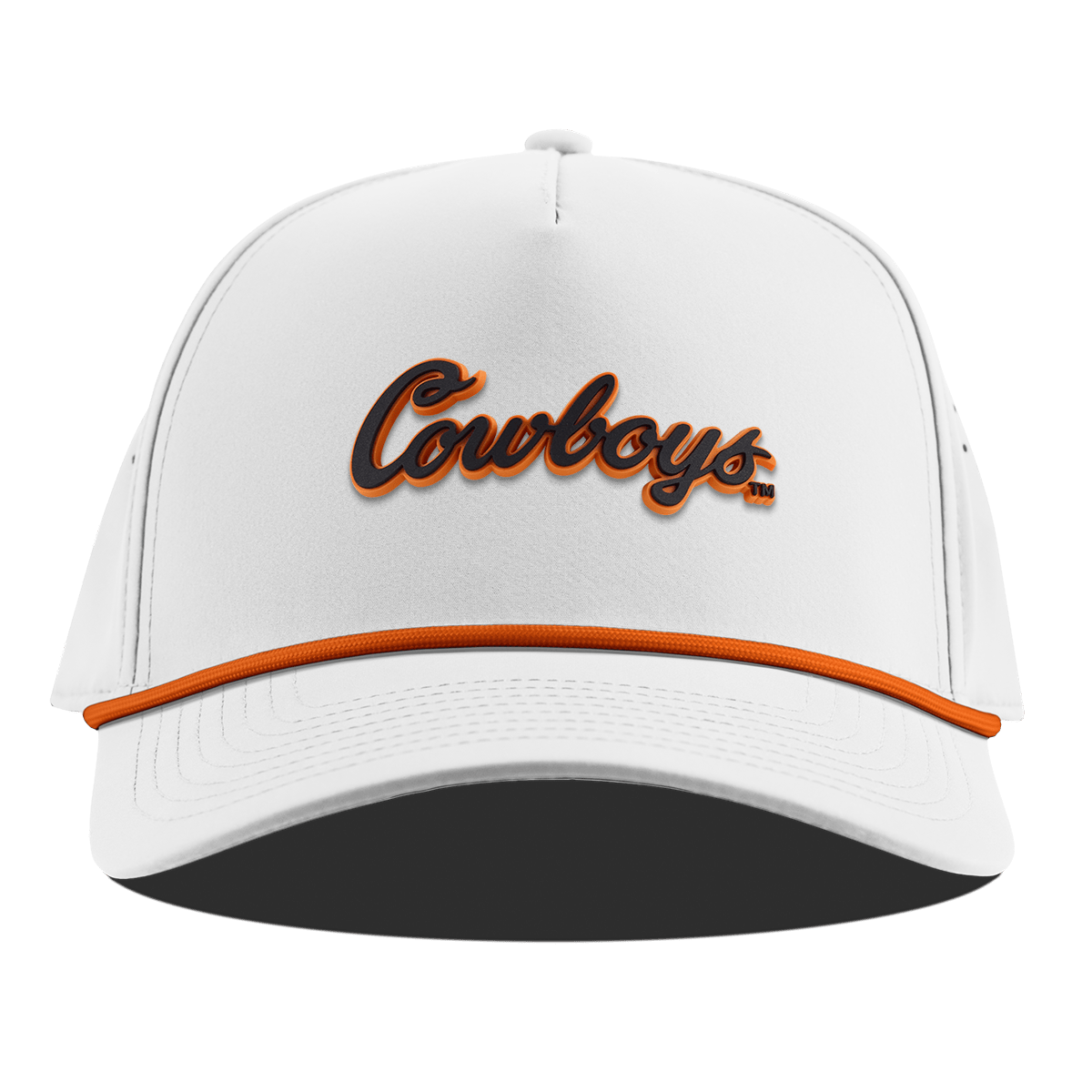 Oklahoma State University "Oklahoma State Cowboys" Curved 5 Panel Rope White + Tangerine Rope