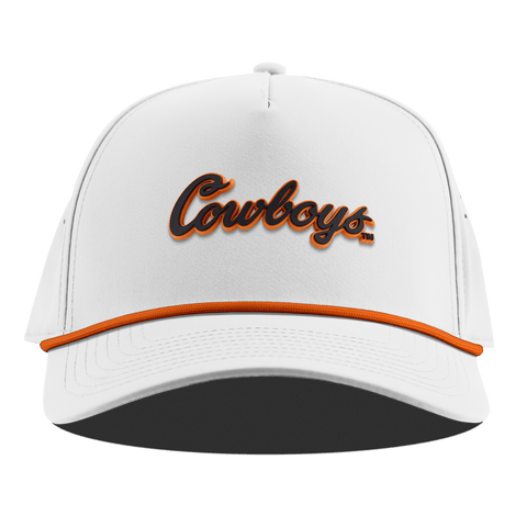 Oklahoma State University "Oklahoma State Cowboys" Curved 5 Panel Rope White + Tangerine Rope