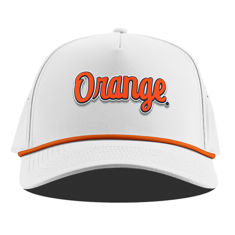 Syracuse University "Orange Throwback Script" Curved 5 Panel Rope White + Tangerine Rope