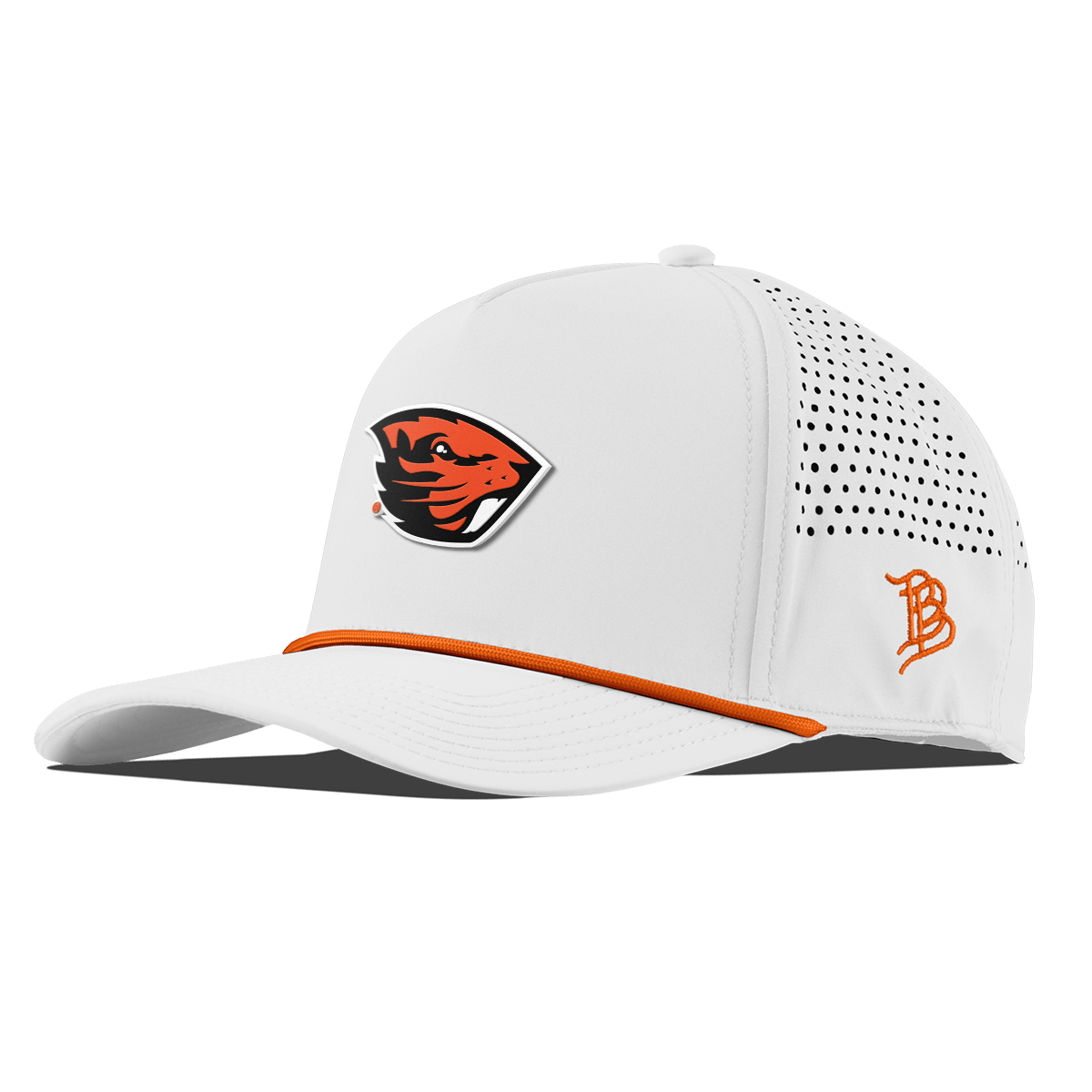 Oregon State University "Oregon State Team Logo" Curved 5 Panel Rope White + Tangerine Rope