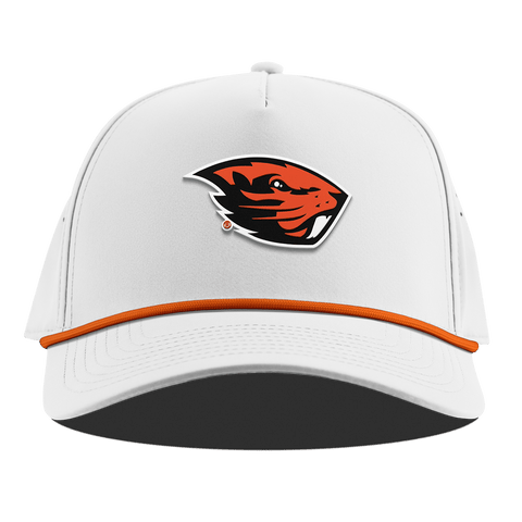 Oregon State University "Oregon State Team Logo" Curved 5 Panel Rope White + Tangerine Rope
