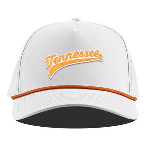 University of Tennessee "Tennessee Script" Curved 5 Panel Rope White + Tangerine Rope