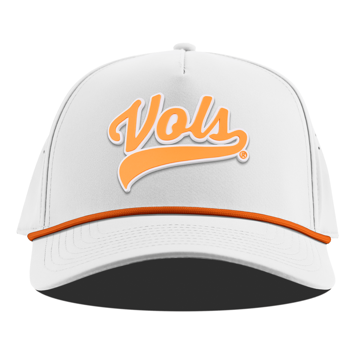 University of Tennessee "Tennessee Vols Script" Curved 5 Panel Rope White + Tangerine Rope