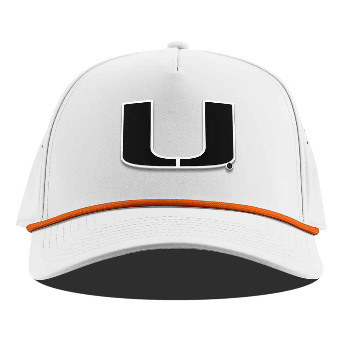 University of Miami "Vintage Miami Team Logo" Curved 5 Panel Rope White + Tangerine Rope