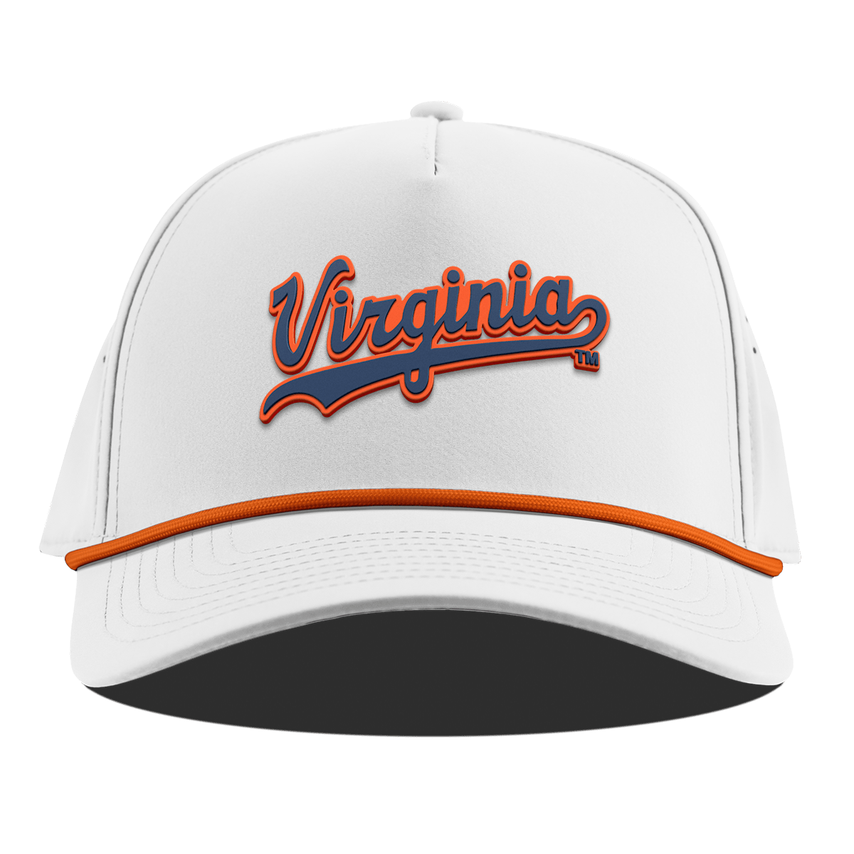 University of Virginia "Virginia Script" Curved 5 Panel Rope White + Tangerine Rope