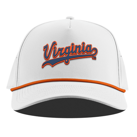 University of Virginia "Virginia Script" Curved 5 Panel Rope White + Tangerine Rope