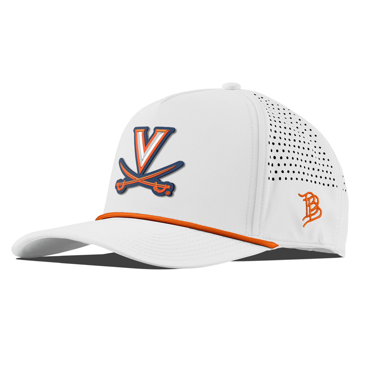 University of Virginia "Virginia Team Logo" Curved 5 Panel Rope White + Tangerine Rope