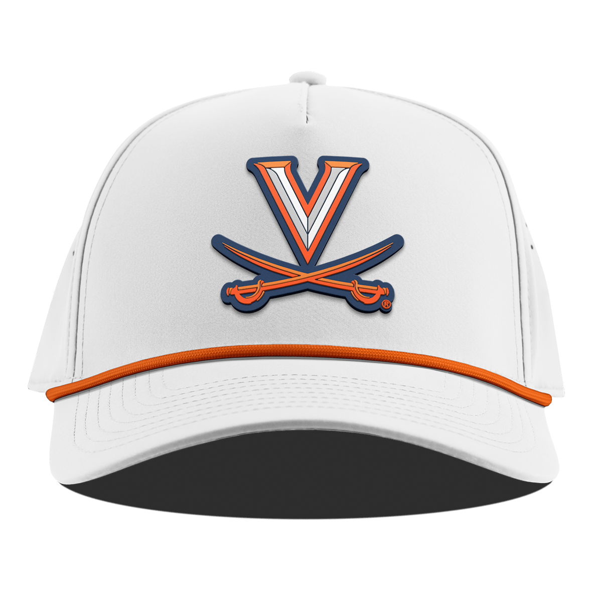 University of Virginia "Virginia Team Logo" Curved 5 Panel Rope White + Tangerine Rope