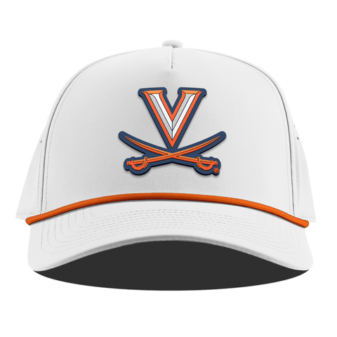 University of Virginia "Virginia Team Logo" Curved 5 Panel Rope White + Tangerine Rope