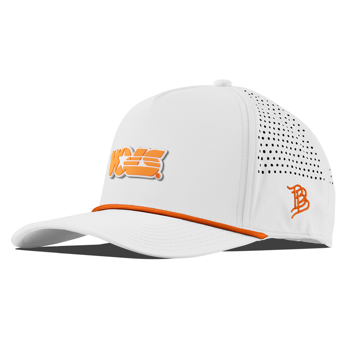 University of Tennessee "Tennessee Vols Block" Curved 5 Panel Rope White + Tangerine Rope