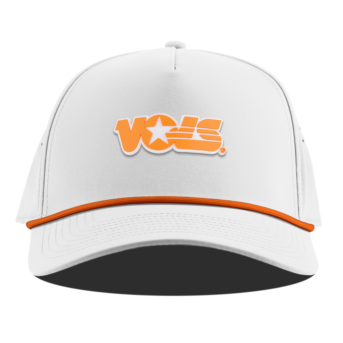 University of Tennessee "Tennessee Vols Block" Curved 5 Panel Rope White + Tangerine Rope
