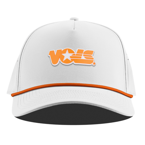 University of Tennessee "Tennessee Vols Block" Curved 5 Panel Rope White + Tangerine Rope