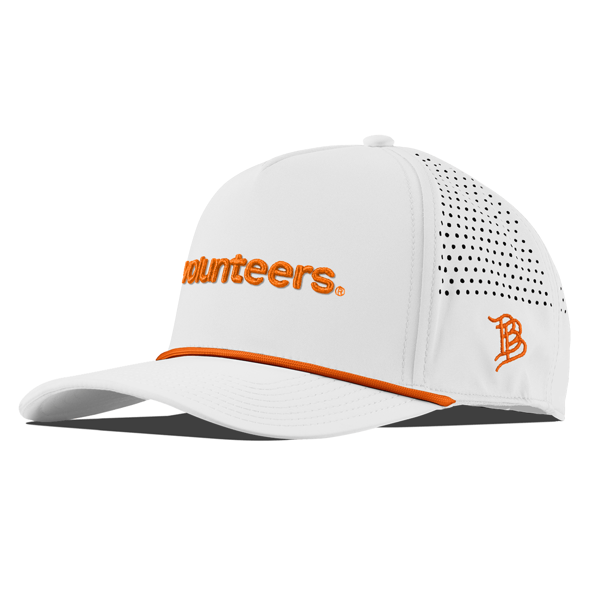 University of Tennessee "volunteers." Curved 5 Panel Rope White + Tangerine Rope