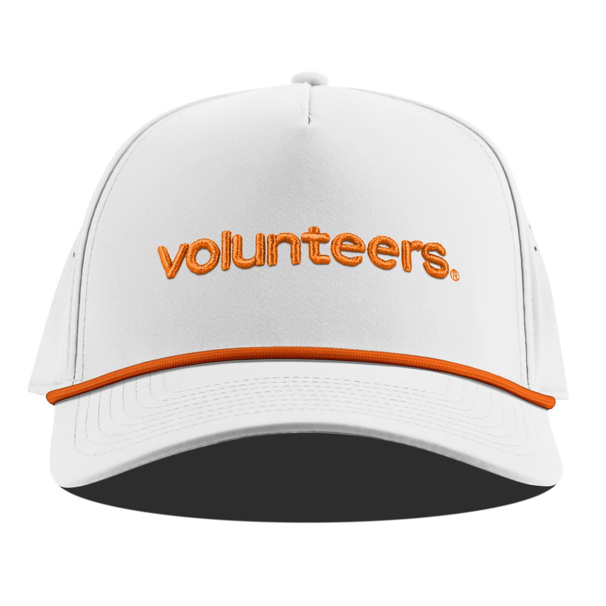 University of Tennessee "volunteers." Curved 5 Panel Rope White + Tangerine Rope
