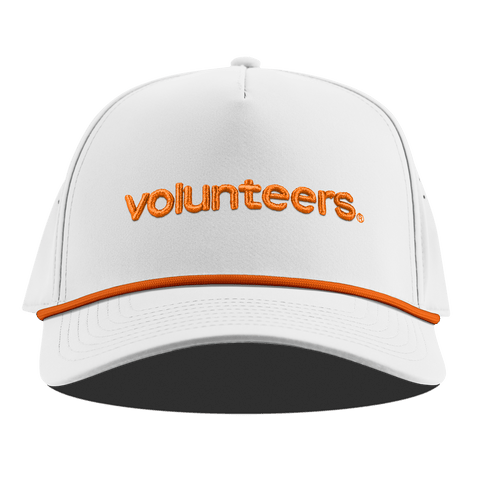 University of Tennessee "volunteers." Curved 5 Panel Rope White + Tangerine Rope