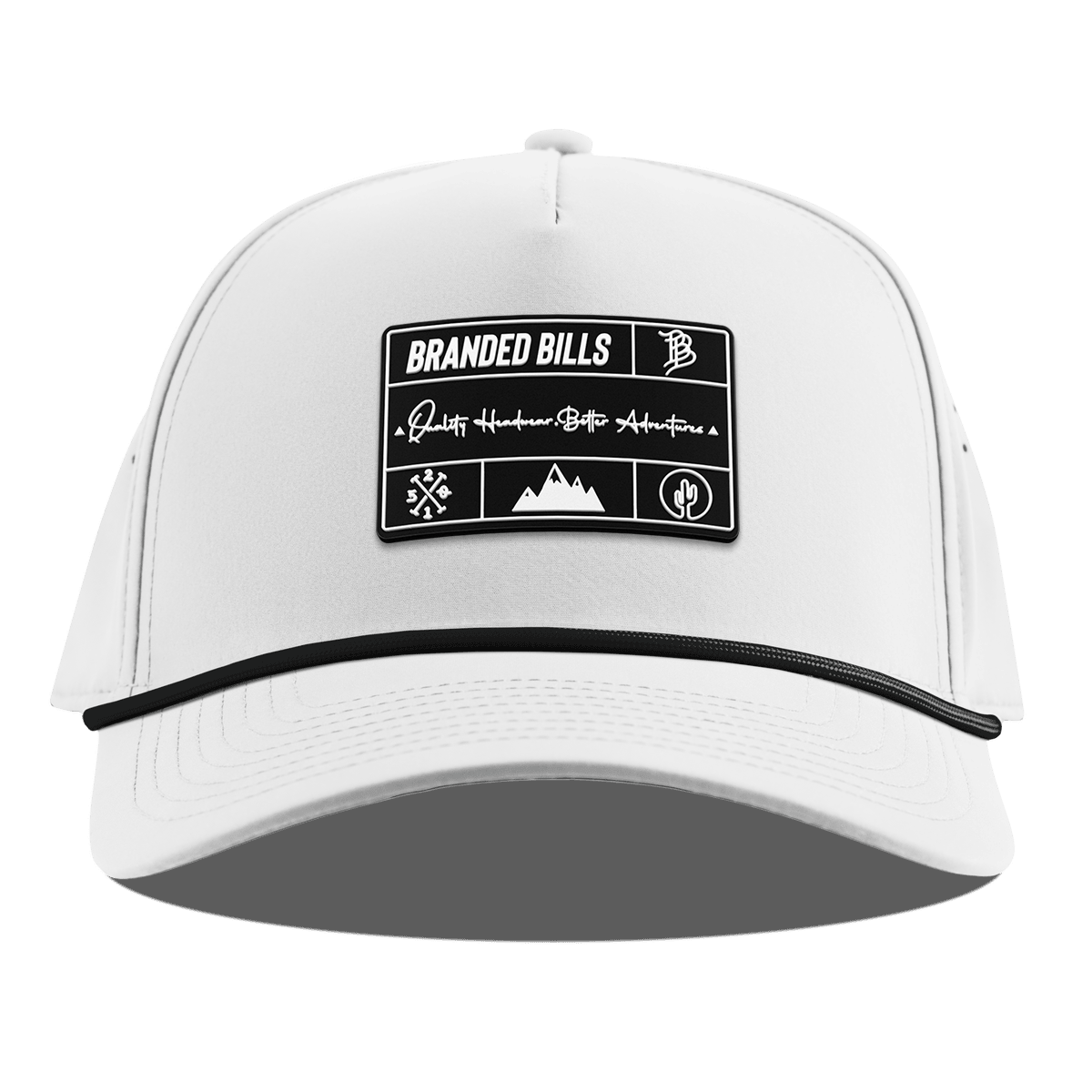 Branded Team Logo PVC Curved 5 Panel Rope White
