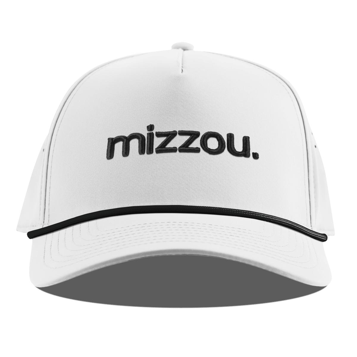University of Missouri "mizzou." Curved 5 Panel Rope White + Black Rope