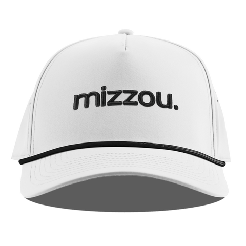 University of Missouri "mizzou." Curved 5 Panel Rope White + Black Rope