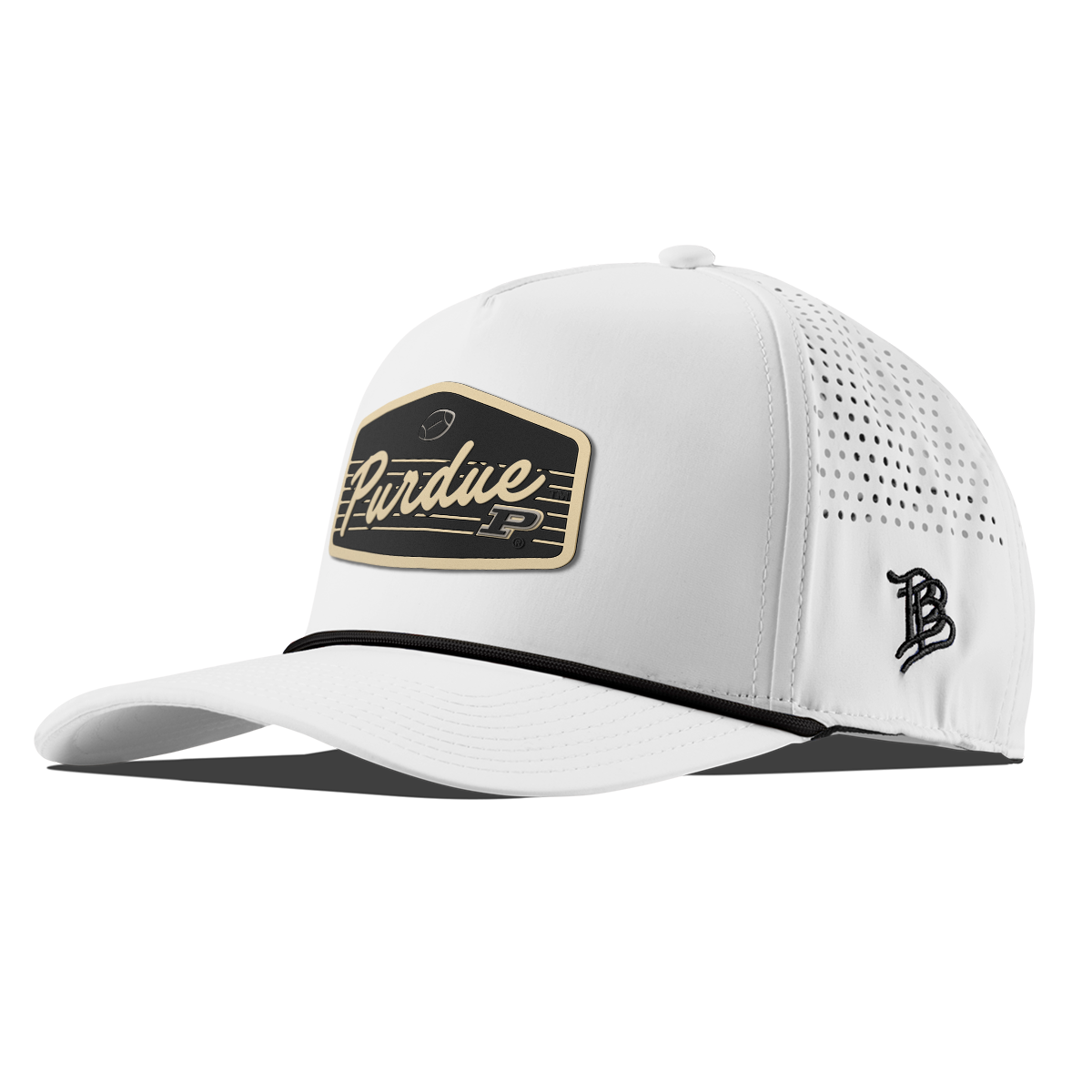 Purdue University "Boilermakers Football" Curved 5 Panel Rope White