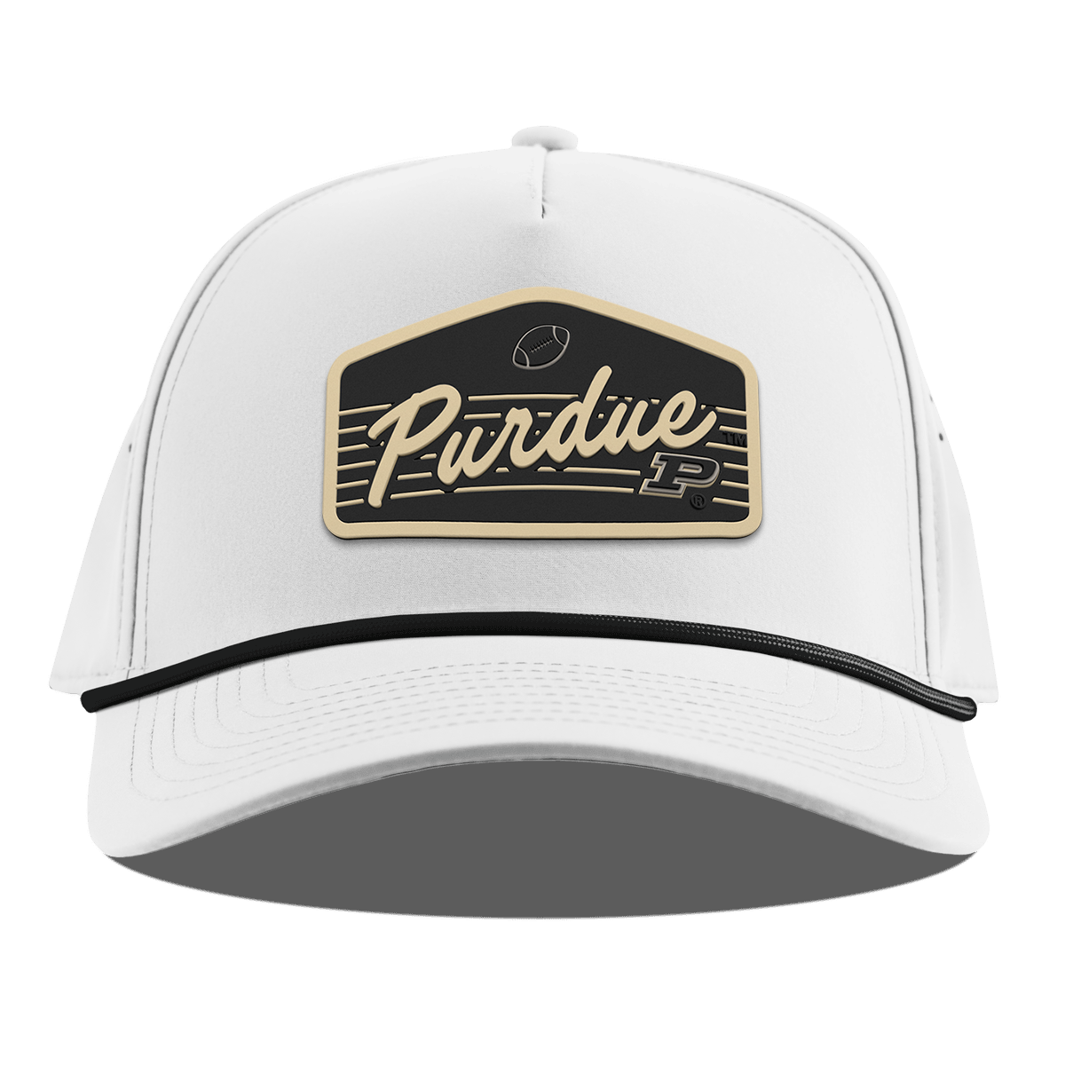 Purdue University "Boilermakers Football" Curved 5 Panel Rope White