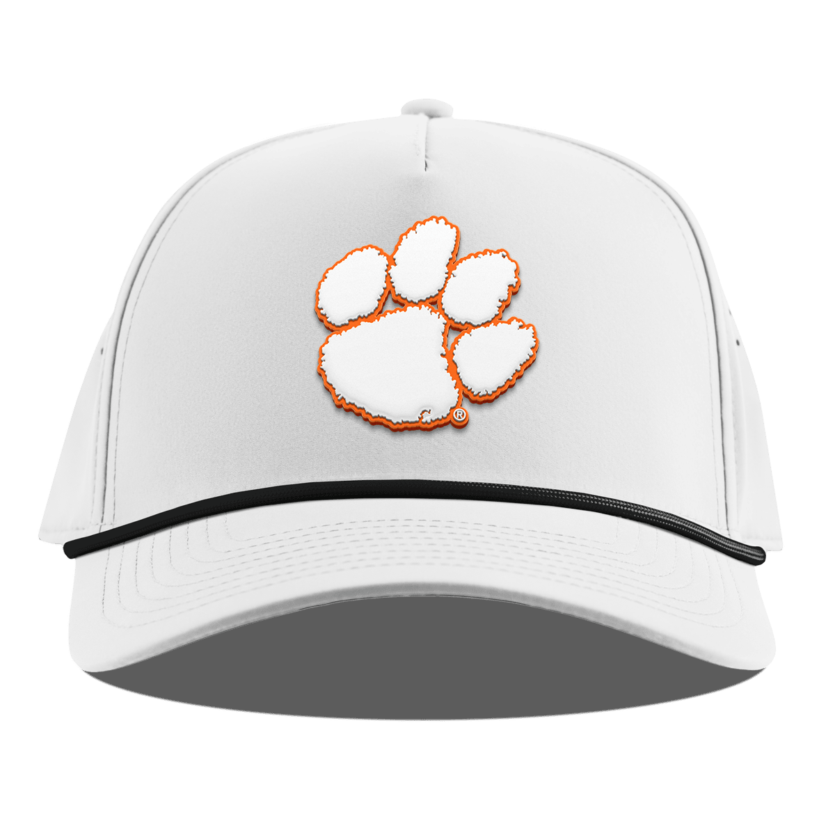 Clemson University "Clemson Tigers Paw" Curved 5 Panel Rope White
