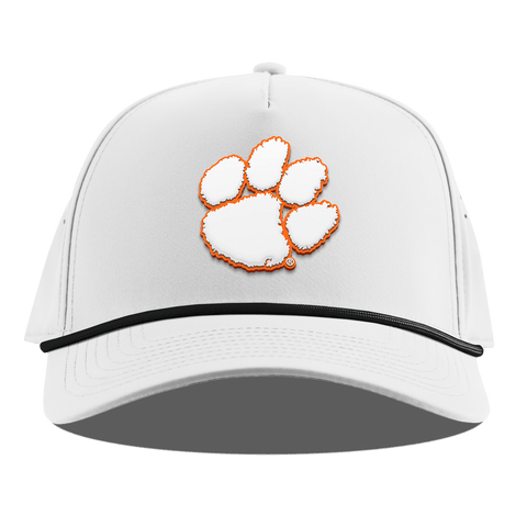 Clemson University "Clemson Tigers Paw" Curved 5 Panel Rope White