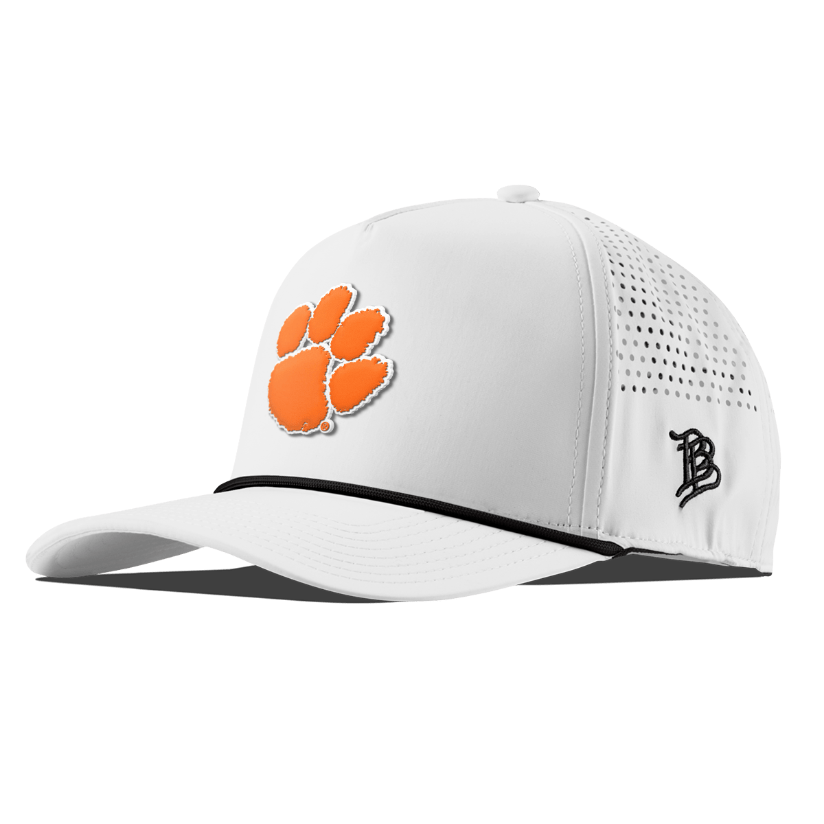 Clemson University "Clemson Tiger Paw" Curved 5 Panel Rope White