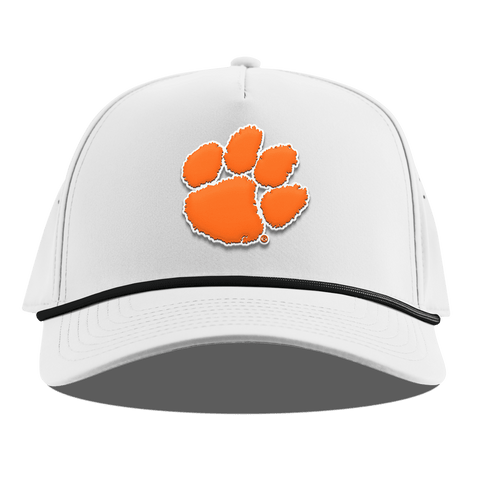 Clemson University "Clemson Tiger Paw" Curved 5 Panel Rope White