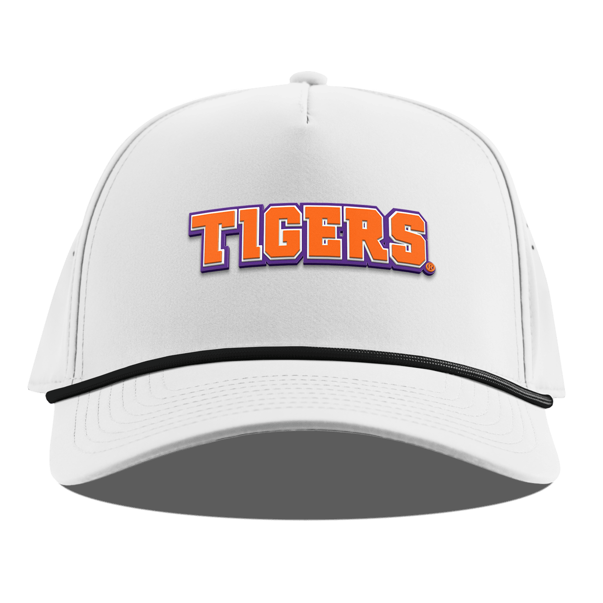 Clemson University "Clemson Tigers Block" Curved 5 Panel Rope White