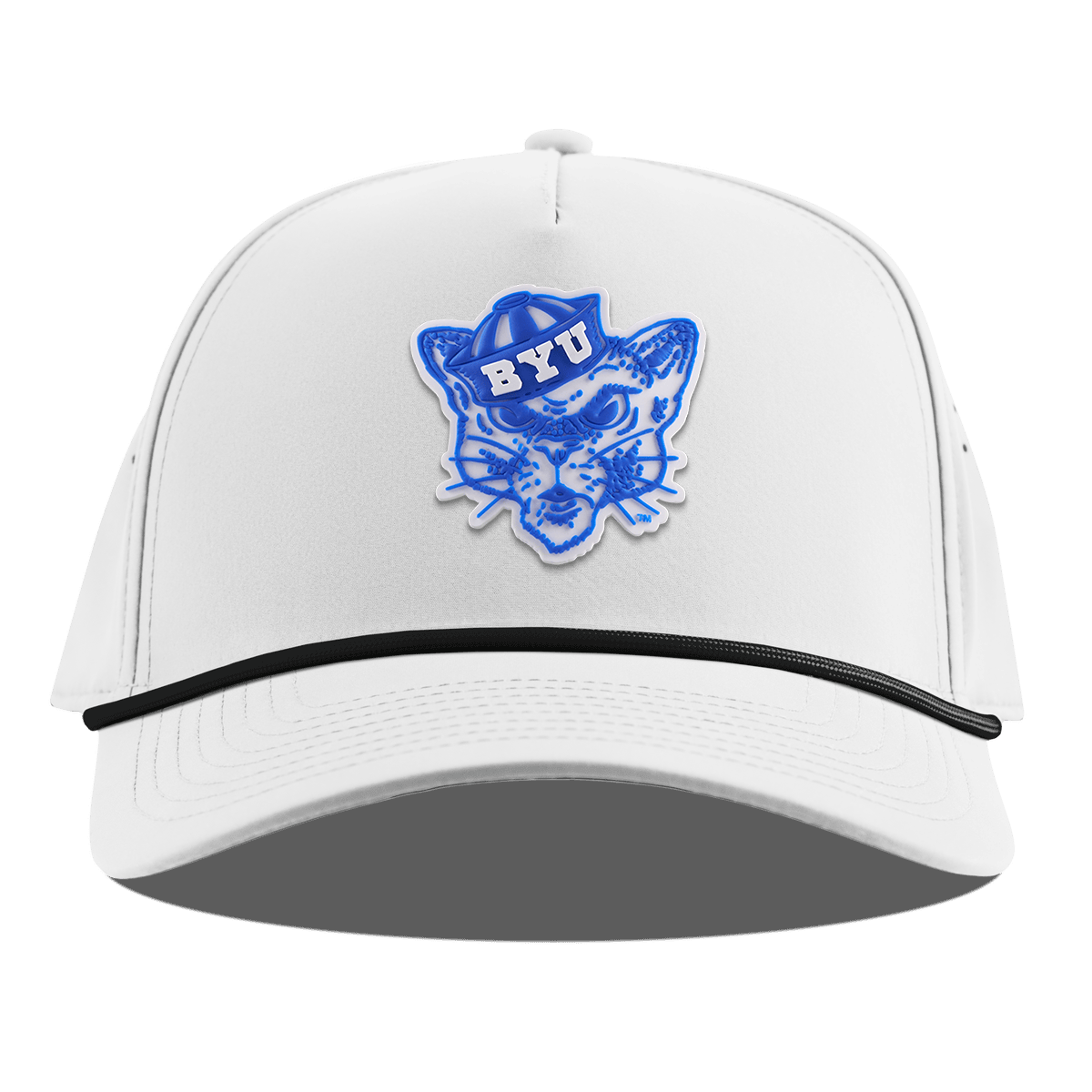 BYU "Cosmo The Cougar" Curved 5 Panel Rope White