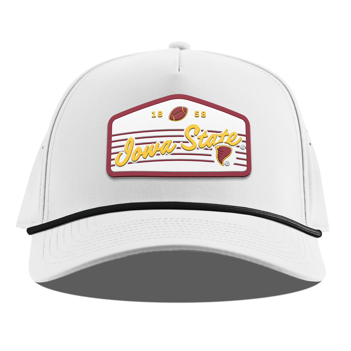 Iowa State University "Cyclones Football" Curved 5 Panel Rope White