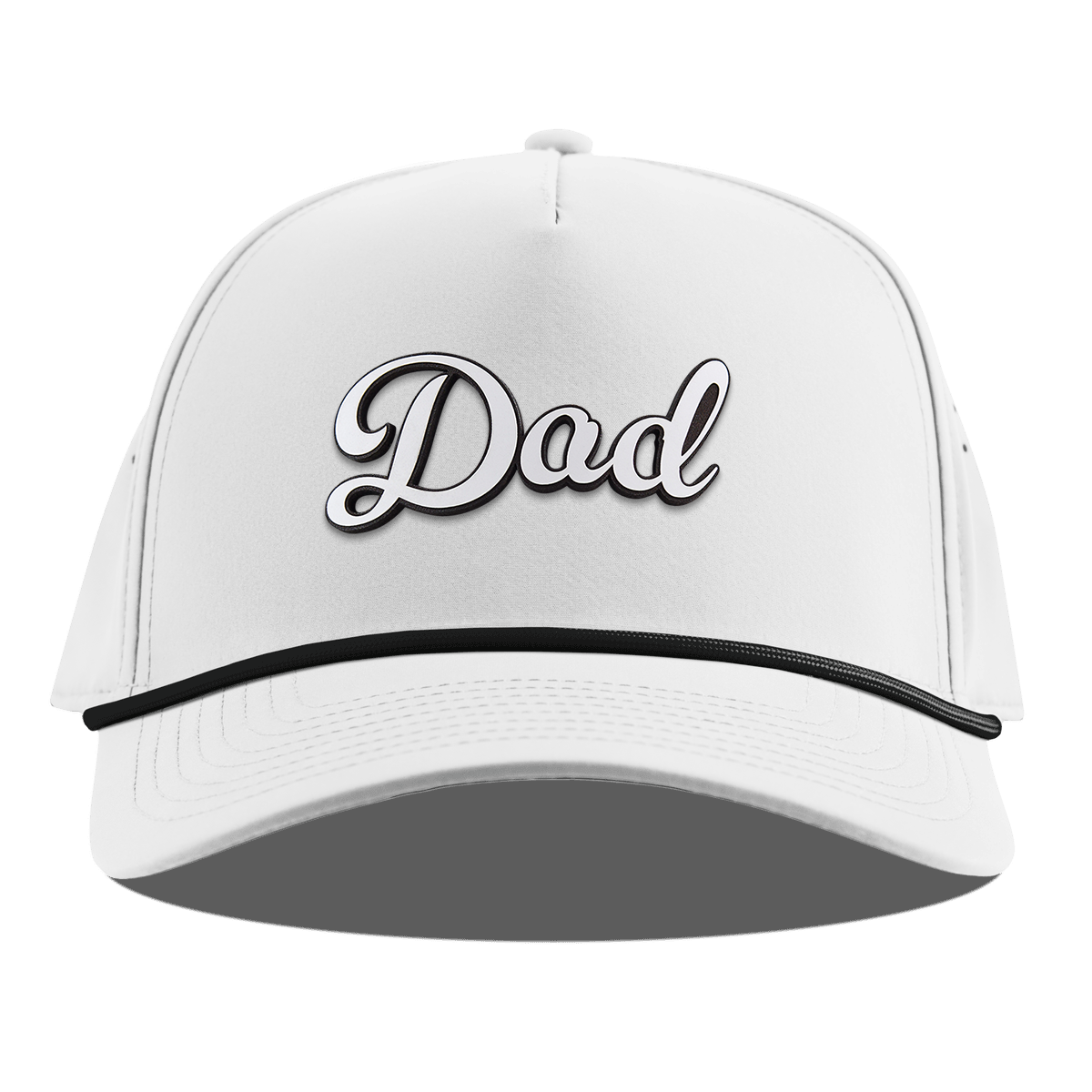 Dad Script Curved 5 Panel Rope White