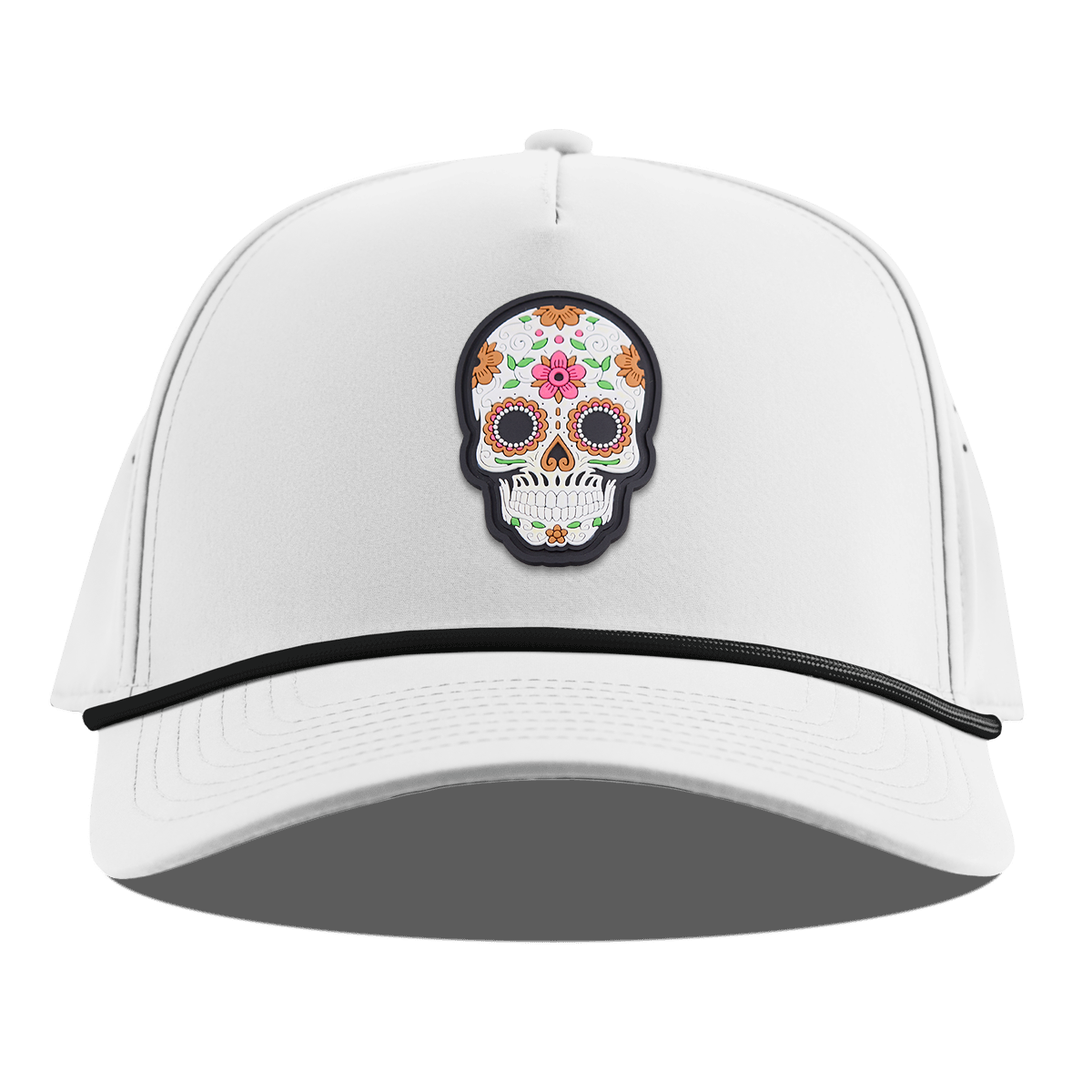 Flower Skull PVC Curved 5 Panel Rope White