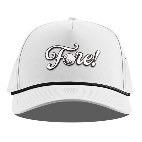 Fore! Script Curved 5 Panel Rope White