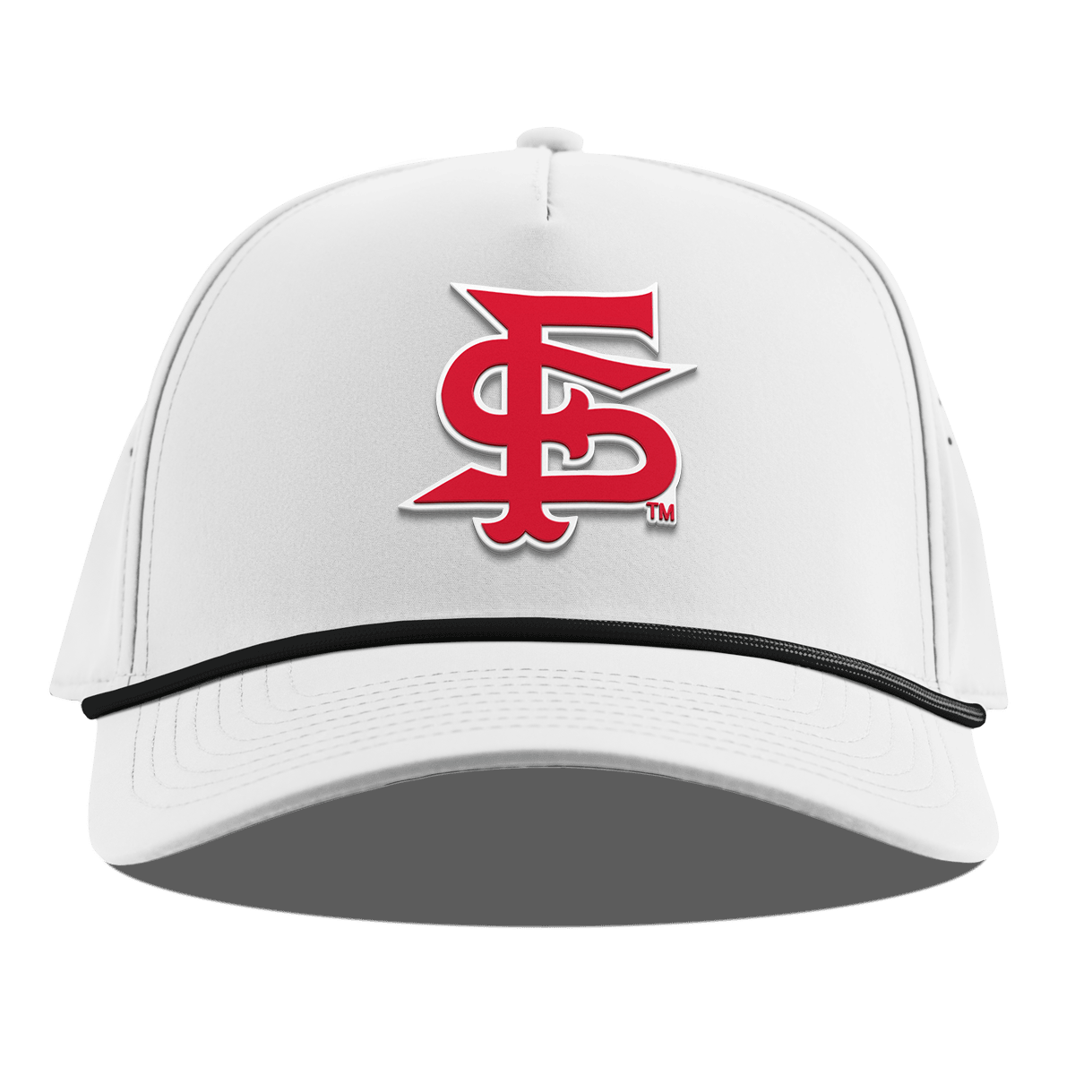 Fresno State University "Fresno State Stacked" Curved 5 Panel Rope White