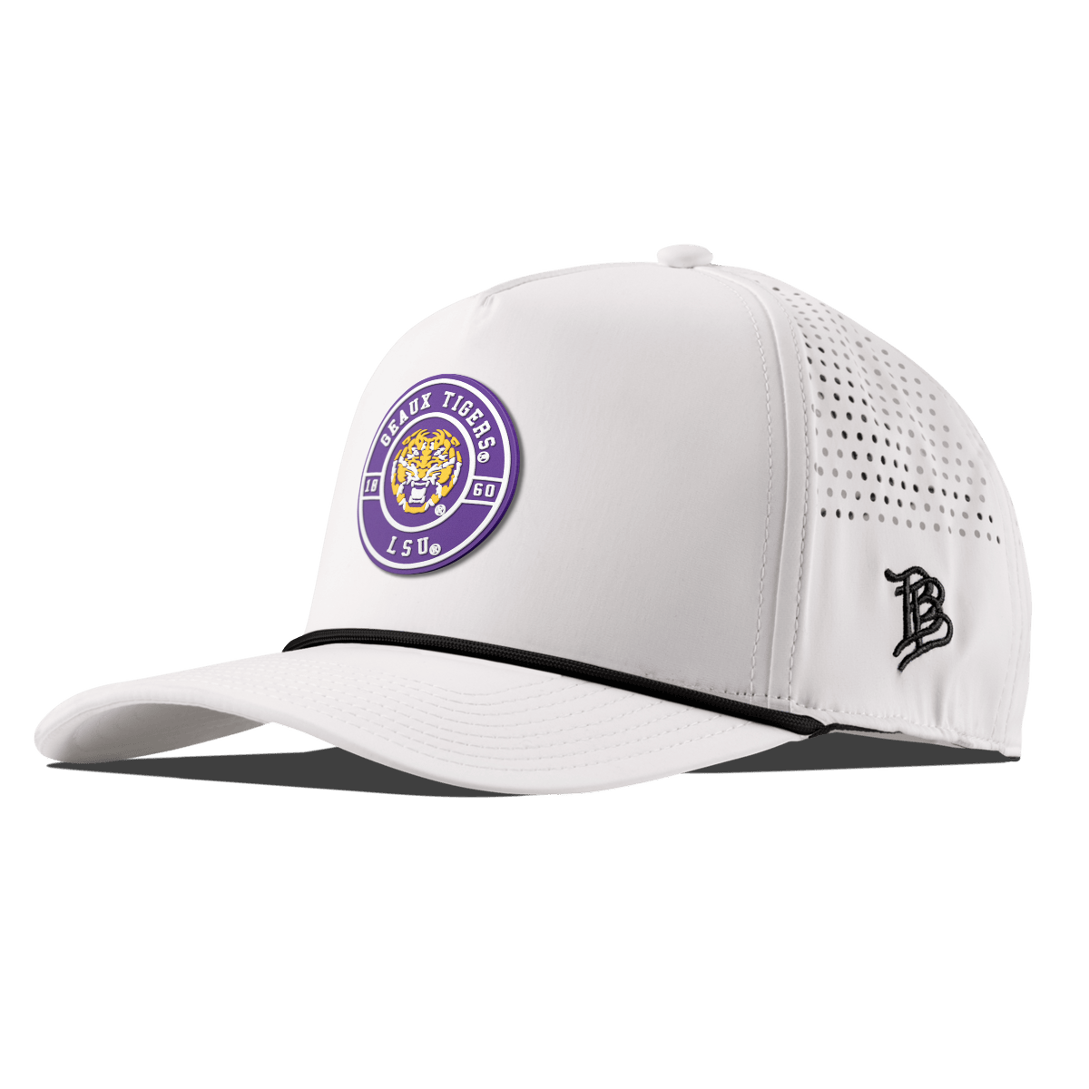Louisiana State University "Geaux LSU Tigers" Curved 5 Panel Rope White 