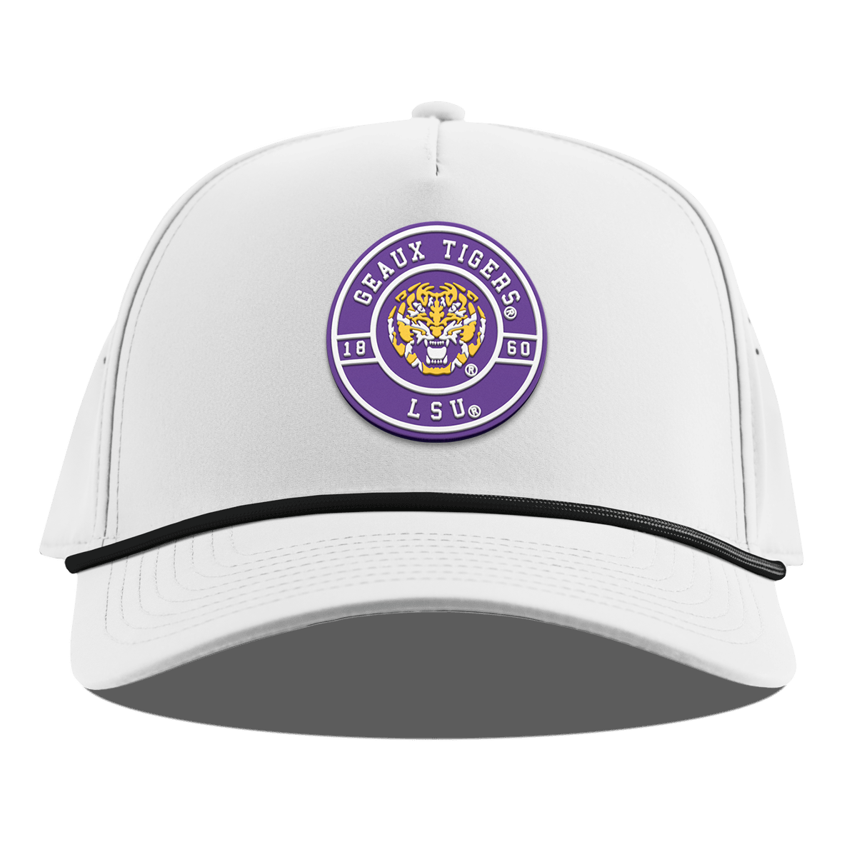 Louisiana State University "Geaux LSU Tigers" Curved 5 Panel Rope White 