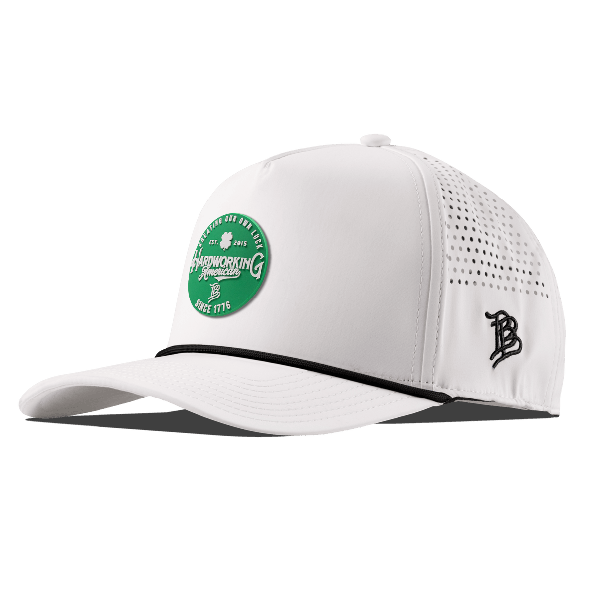 Get the Green Curved 5 Panel Rope Back White