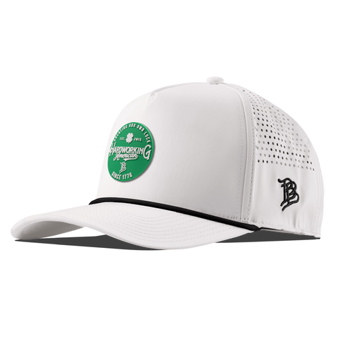 Get the Green Curved 5 Panel Rope Back White